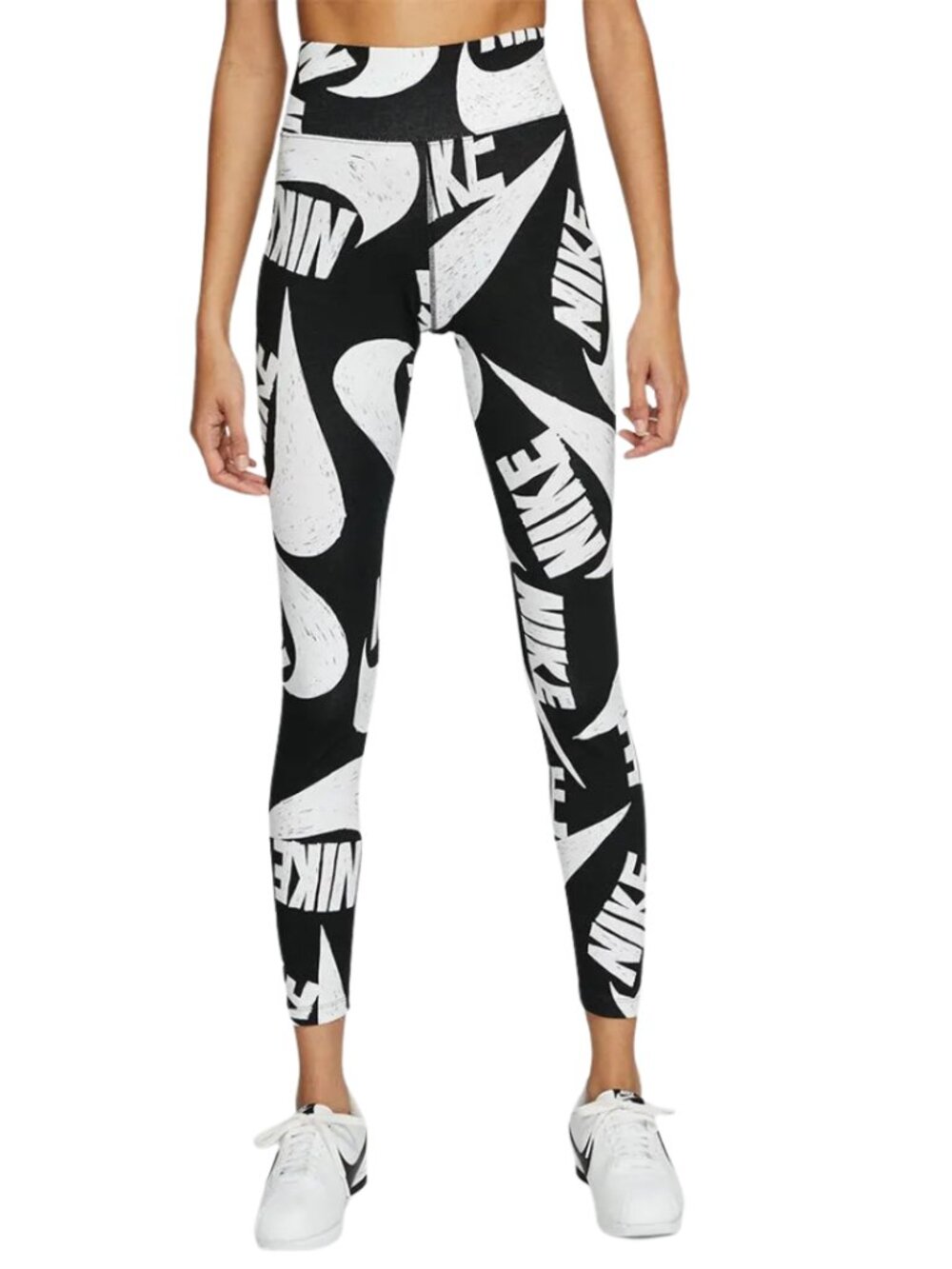 Nike Black and White Scribble Logo Leggings NWT
